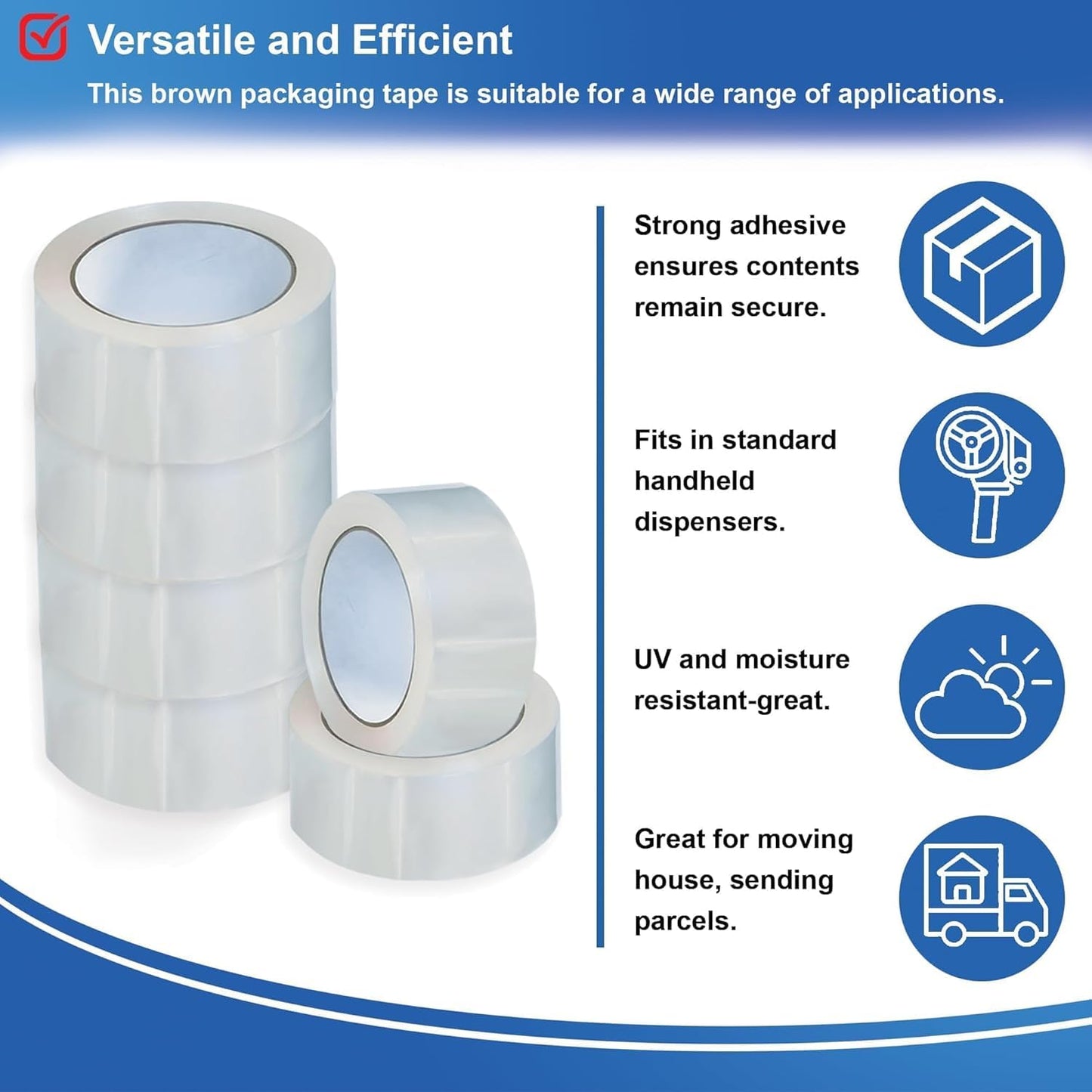 48mm x 66m - Adhesive Clear Transparent Parcel Packaging Tape (Pack of 6)