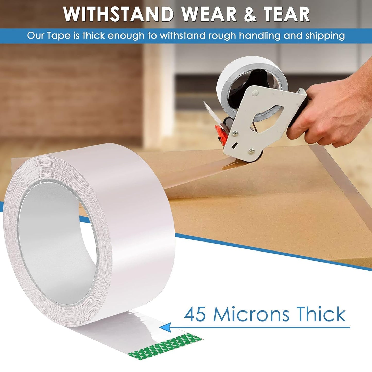 48mm x 66m - Adhesive Clear Transparent Parcel Packaging Tape (Pack of 6)