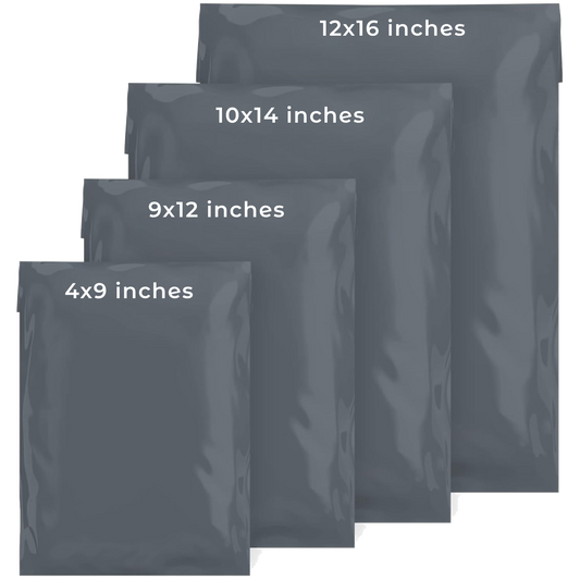 Grey Self Seal Mailing Bags, 4 Sizes, Pack of 100