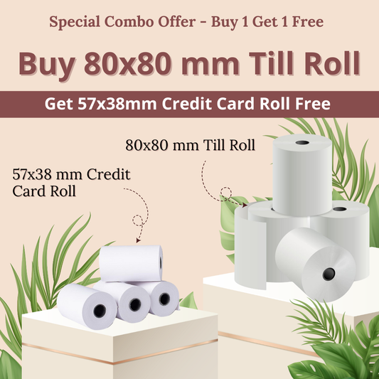 Special Sale: 80x80mm Till Roll + 57x38mm Credit Card Roll